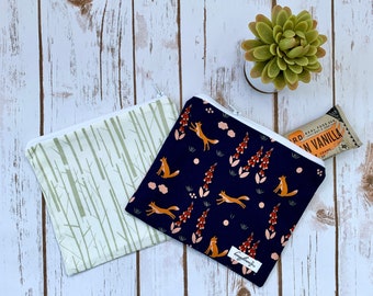 Reusable Snack Pouch | 100% Organic Cotton | pack of 2 | choice of prints