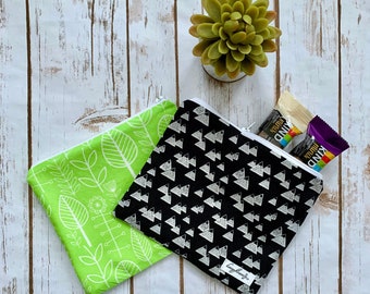 Reusable Snack Pouch | pack of 2 | 100% cotton | choice of gender neutral nature prints