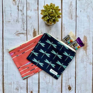 Reusable Snack Pouch | pack of 2 | 100% cotton | choice of floral & nature prints