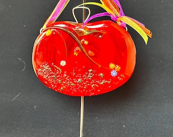 Pumpkin Spice and Everything Nice! Fused Glass Pumpkin Ornament/Suncatcher - Design 3