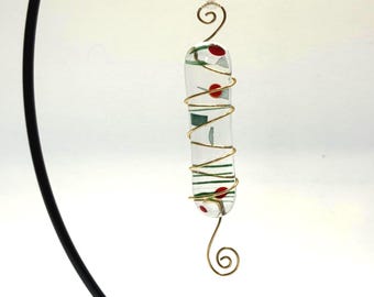 Slivers of Holiday Joy! Handmade fused glass Holiday Ornament