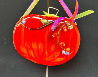 Pumpkin Spice and Everything Nice! Fused Glass Pumpkin Ornament/Suncatcher - Design 1