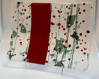 Fesitve Red Impression Fused Glass Plate