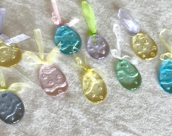 Fused Glass Bas Relief Easter Egg Ornaments