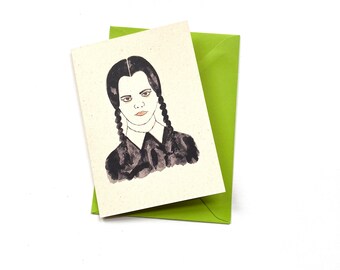 Wednesday Addams Card, Recycled paper. Blank card. Movie card Free Delivery to UK