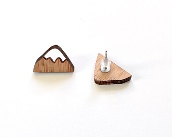 Mountain earrings. sustainable bamboo. Mountain stud earrings. Free delivery to UK