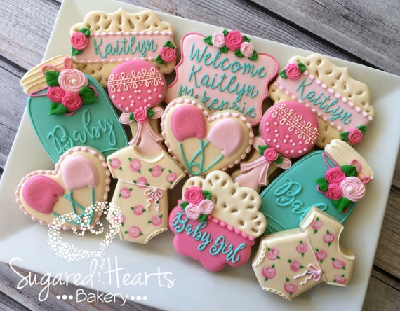 Shabby Chic Vintage Lace Floral Baby Shower Cookies 1 Dozen By