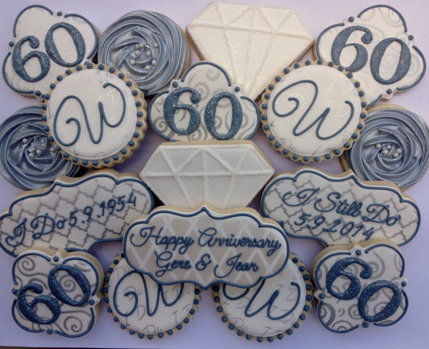 60th Wedding Anniversary Cookies 1 Dozen Etsy