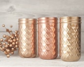 Mason Jars, Gold Vases, Copper Decor, Table Decor Wedding Centerpiece, New Years Eve Party Decor, Rustic Home Decor