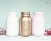 Pink and Gold Decor Wedding Centerpieces, Mason Jar Vases, Wedding Decor, Quarts
