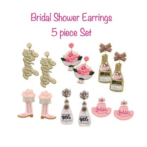 Bridal Shower Earring 5 piece Set, Statement Earring, Bachelorette Party, Bride Earring, Wedding Party, Party Favors, Gift for Bridesmaid