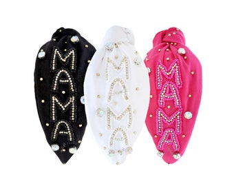 NEW! MAMA Knot Headband, Beaded Knot Headband, Mom Headband, Gift for Mom, Gift for Wife