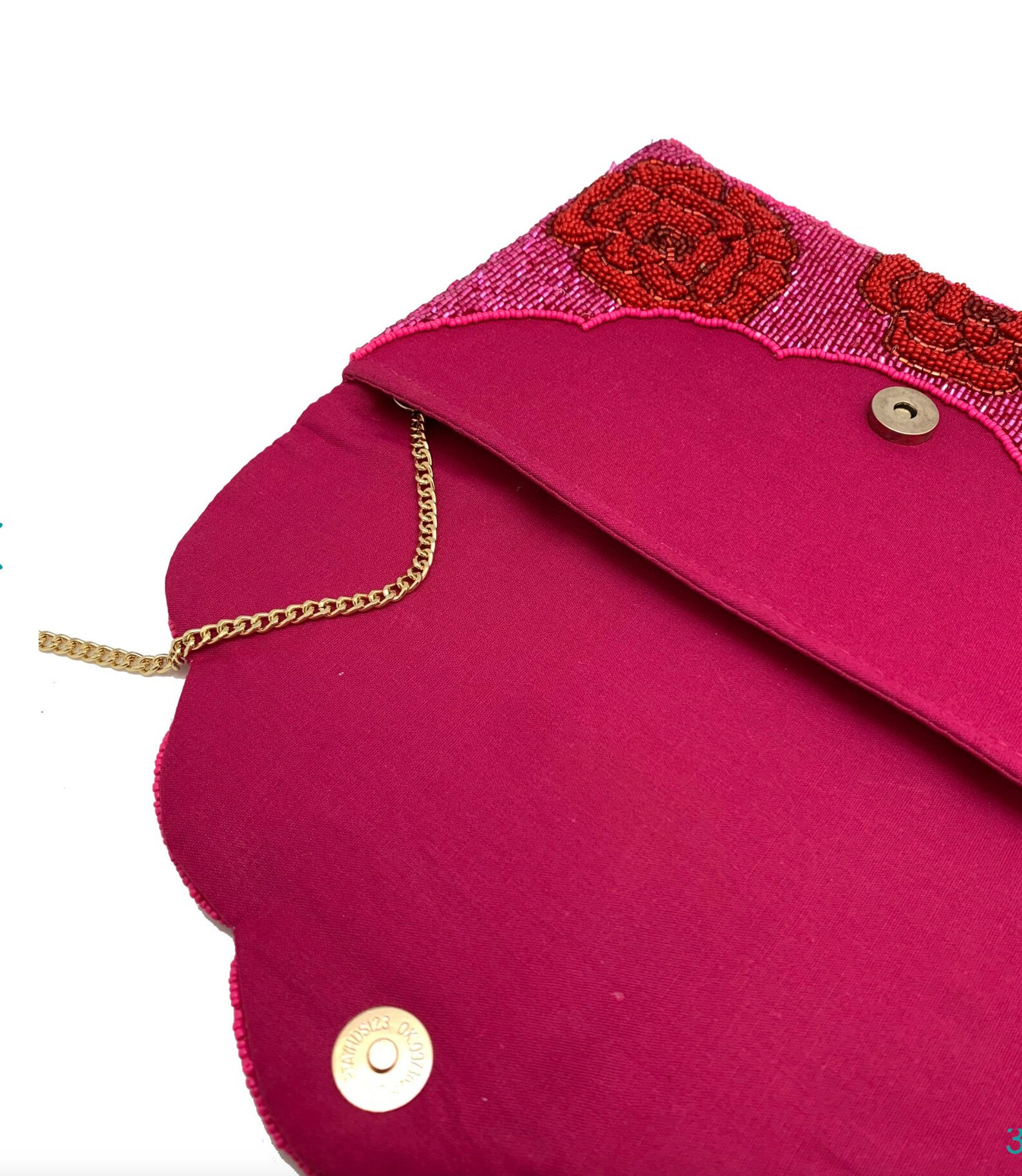 Red Rose Beaded Clutch Bag, Crossbody Bag, Seed Bead Clutch Bag, Boho