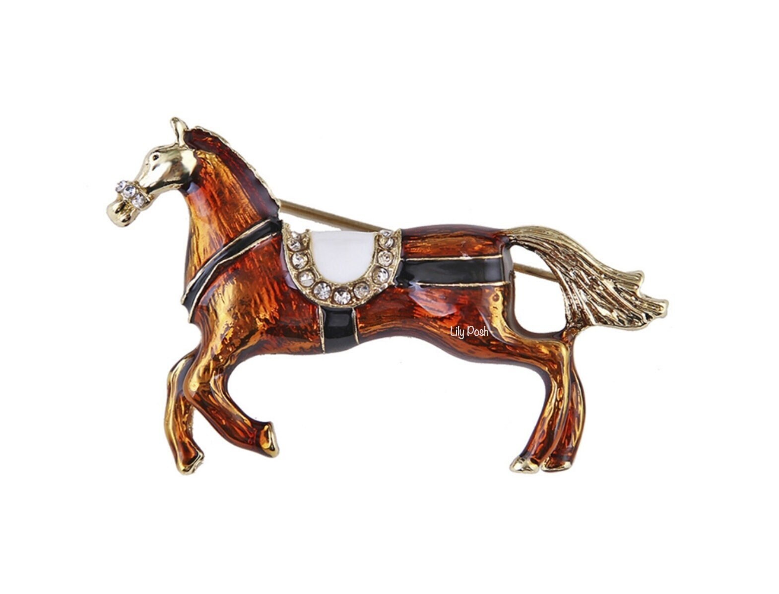 2-Tone Pink Rhinestone Strip Stock Pin Large Silver - Happy Horse
