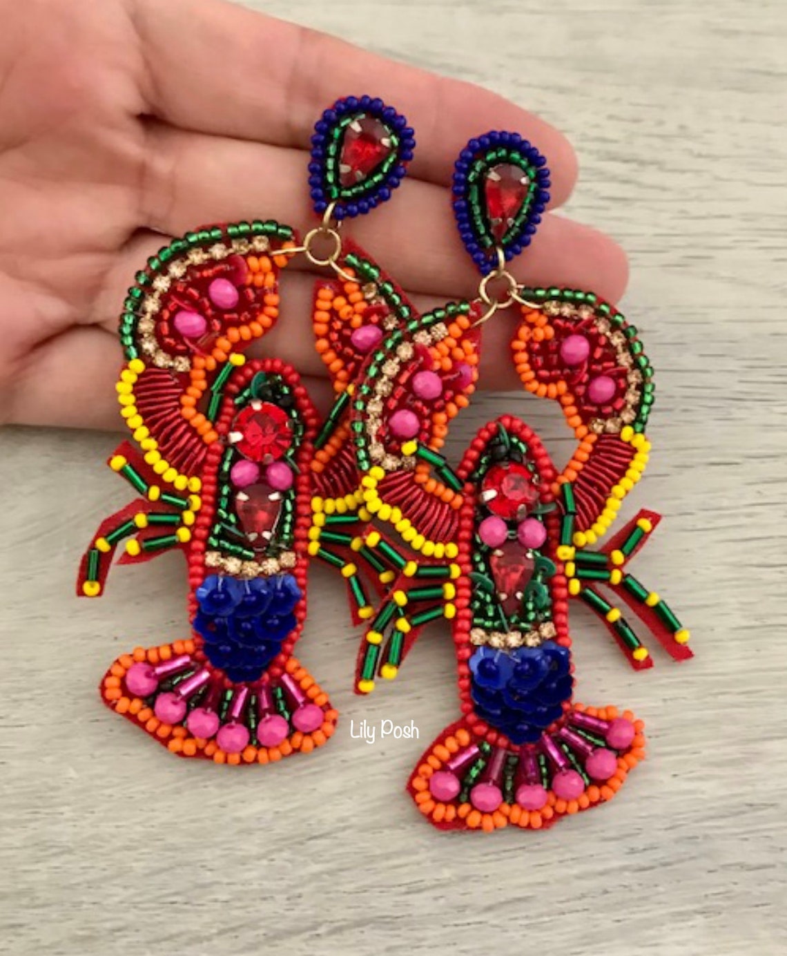 NEW Lobster Earring Seed Bead Earrings Statement Earring Etsy