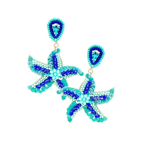 Starfish Earring Seed Bead Earring Embellished Starfish Etsy