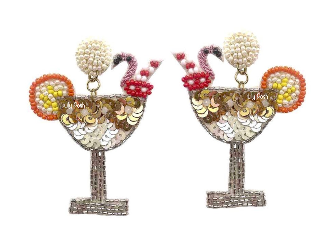 Margarita Cocktail Earring Seed Bead Earrings Sequin Etsy