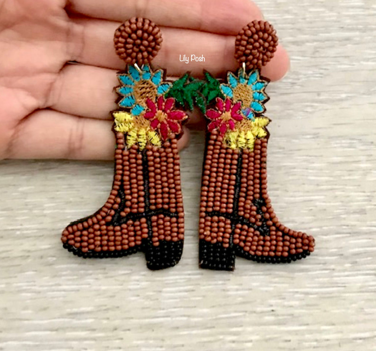 Cowboy Boots Seed Bead Earrings Western Boots Earring Boho Etsy
