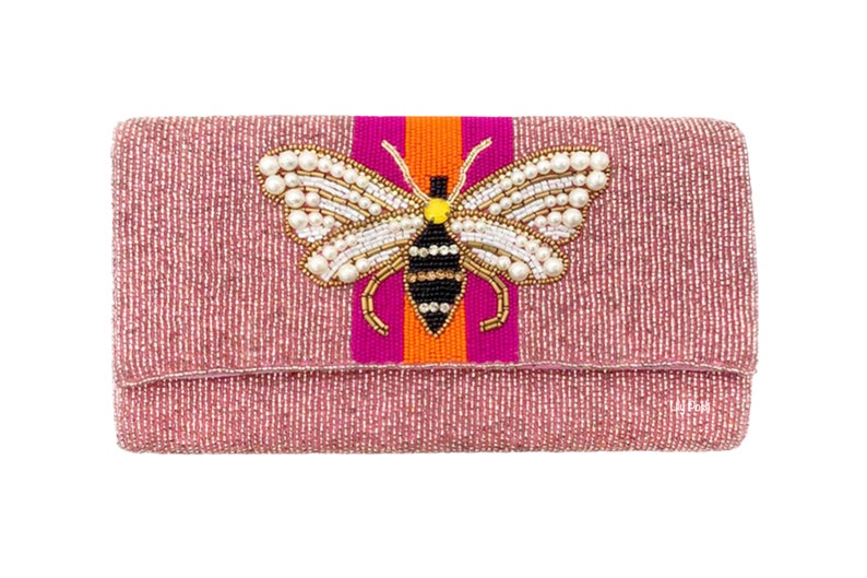 beaded bee clutch