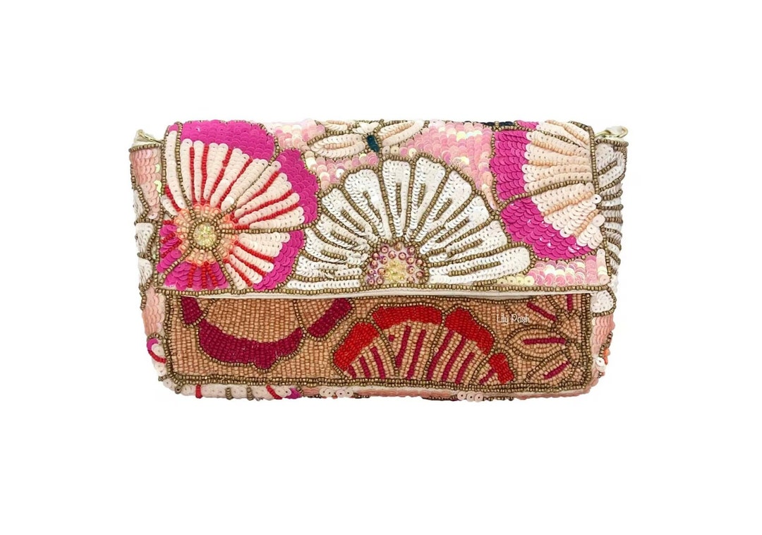 NEW Beaded Clutch Bag, Seed Bead Crossbody Bag, Formal, Bridal Clutch