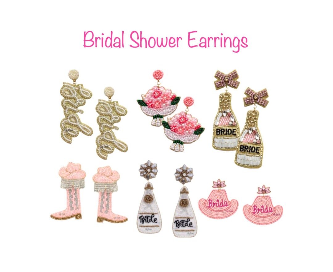 NEW Bridal Shower Earring Set, Seed Bead Statement Earring, Bridal