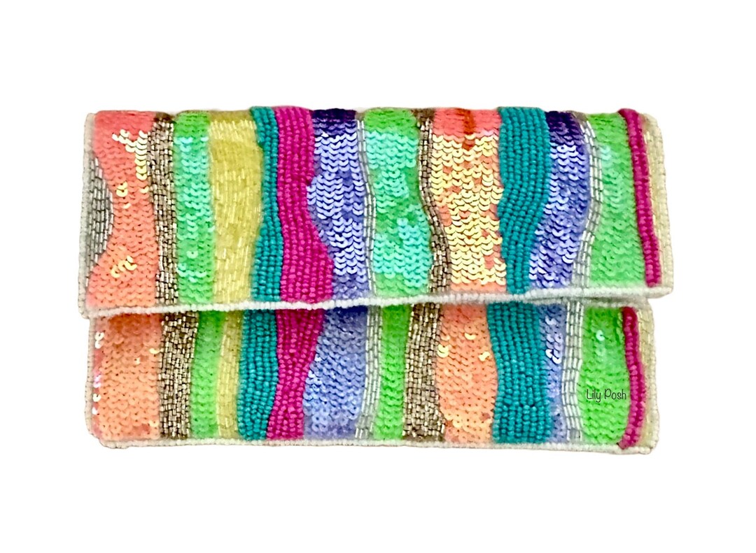 NEW Sequin Seed Bead Clutch Crossbody Bag Boho Handbag Etsy