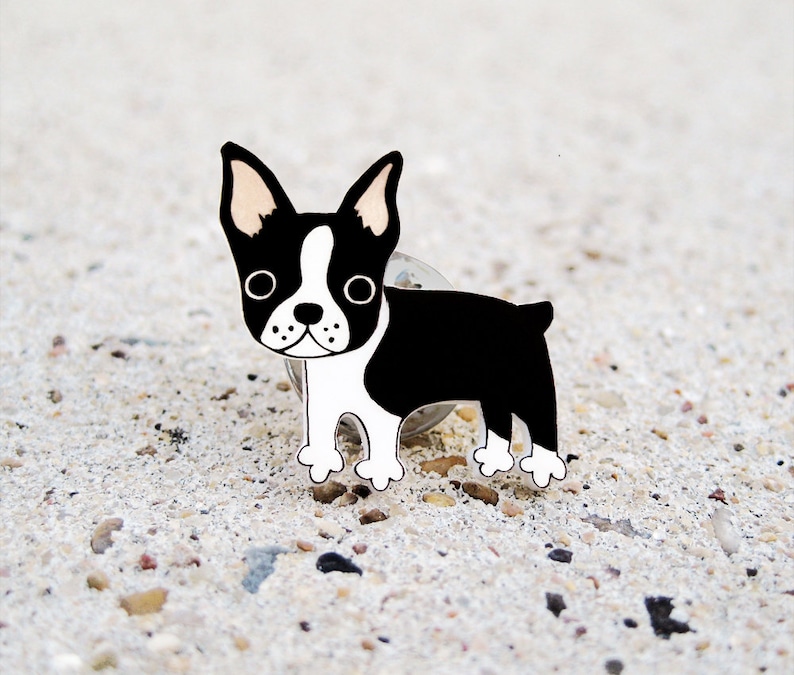 Boston Terrier Pin, Boston Terrier Brooch, Boston Terrier Jewelry, Boston Terrier Gifts, Dog Pin, Shrink Plastic image 1