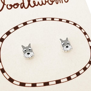 Tiny Schnauzer Stud Earrings, Handmade Shrink Plastic Dog Jewelry, Schnauzer Lover Gift, Hypoallergenic