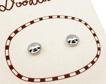 Tiny Sloth Stud Earrings, Sloth Jewelry, Sloth Lover Gift, Animal Earrings, Hypoallergenic Earrings, Shrink Plastic