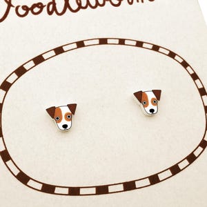Tiny Jack Russell Terrier Stud Earrings, Jack Russell Terrier Lover Gift, Hypoallergenic Earrings, Handmade Shrink Plastic Dog Jewelry