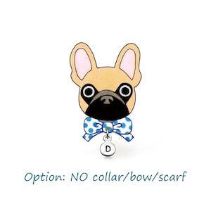 Pin de bulldog francés cervatillo, joyería personalizada para perros, regalo para amantes de los bulldogs franceses, broche de plástico retráctil hecho a mano