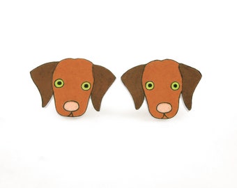 Vizsla Stud Earrings, Vizsla Jewelry, Vizsla Gifts, Dog Earrings, Hypoallergenic Earrings, Shrink Plastic