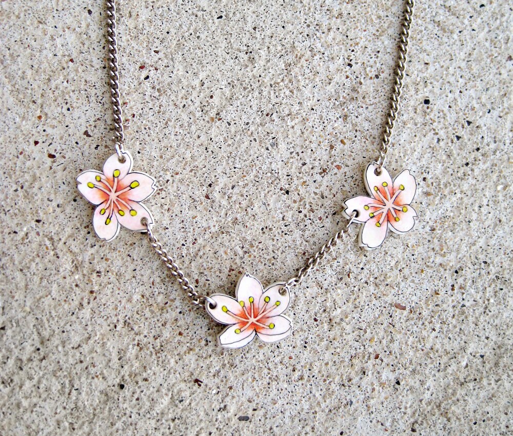 Cherry Blossom Necklace Cherry Blossom Jewelry Cherry Etsy