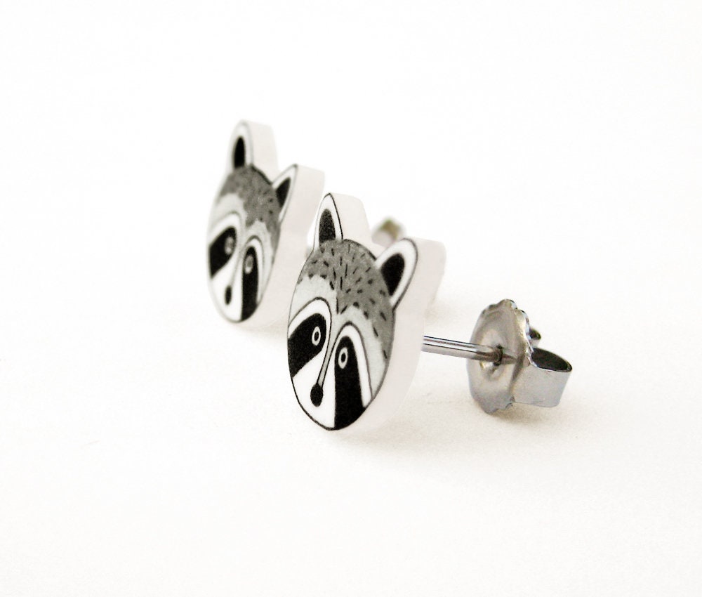 Raccoon Earrings Raccoon Jewelry Raccoon Jewellery Raccoon - Etsy Denmark