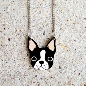 Boston Terrier Necklace, Boston Terrier Jewelry, Boston Terrier Gifts, Dog Necklace, Shrink Plastic
