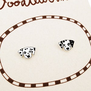 Tiny Dalmatian Stud Earrings, Dalmatian Jewelry, Dalmatian Gifts, Dog Earrings, Hypoallergenic Earrings, Shrink Plastic