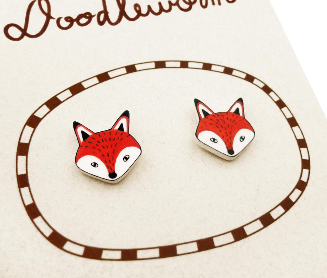 Fox Earrings Fox Jewelry Fox Jewellery Fox Gifts Woodland Etsy