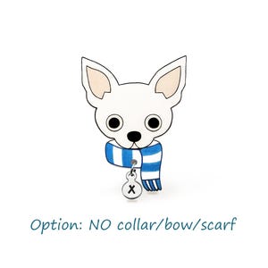 White Chihuahua Pin, Fun Chihuahua Brooch, Cute Small White Dog Jewelry, Chihuahua Mom Gift, Personalized Dog Pin, Shrink Plastic