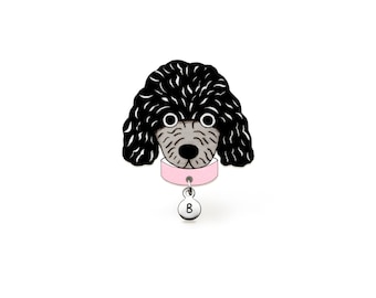 Black Cockapoo Pin, Cockapoo Brooch, Poodle Jewelry, Black Cockapoo Gifts, Personalized Dog Pin, Shrink Plastic