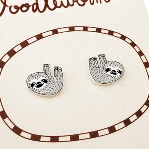 Pendientes colgantes de perezoso, joyería de perezoso, regalo para amantes de los perezosos, pendientes de animales, pendientes hipoalergénicos, plástico retráctil