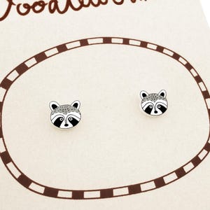 Tiny Raccoon Stud Earrings, Raccoon Jewelry, Raccoon Lover Gift, Woodland Animal Earrings, Hypoallergenic Earrings, Shrink Plastic