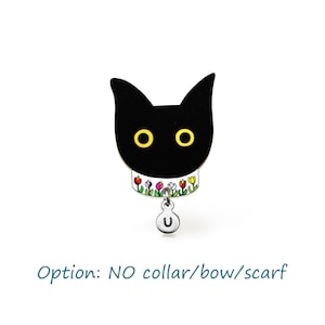 Handmade Black Cat Pin, Personalized Halloween Brooch, Black Cat Lover Gift, Shrink Plastic Witch Jewelry