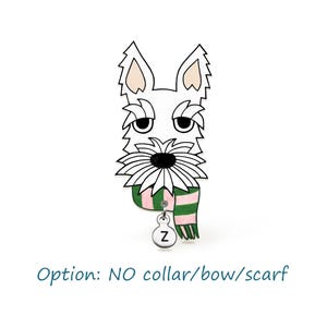 White Scottish Terrier Pin, Personalized Scottie Dog Brooch, Handmade Shrink Plastic Jewelry, Scottish Terrier Lover Gift