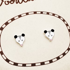 Tiny Possum Stud Earrings: Handmade Shrink Plastic Woodland Jewelry
