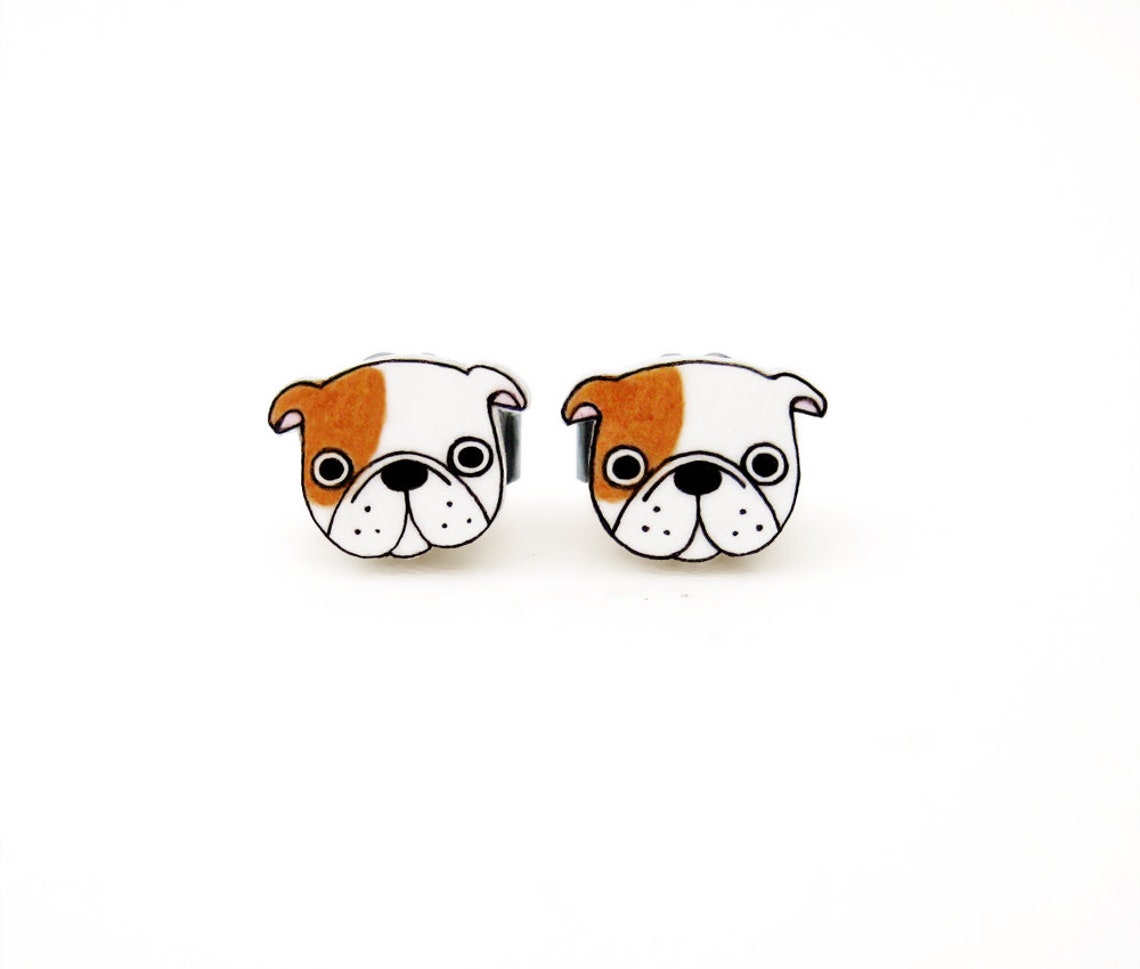Tiny English Bulldog Earrings English Bulldog Jewelry Etsy