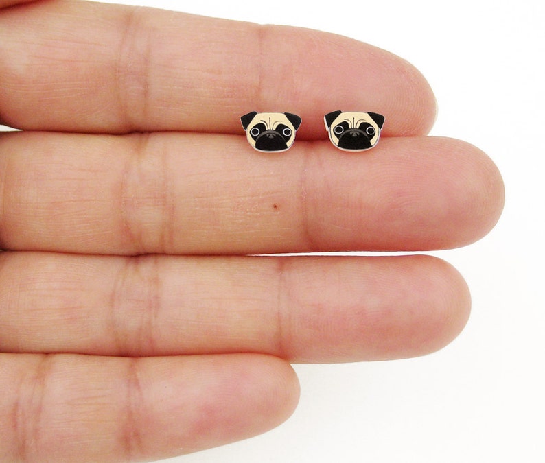 Tiny Pug Earrings Pug Jewelry Pug Jewellery Pug Gifts Dog Etsy