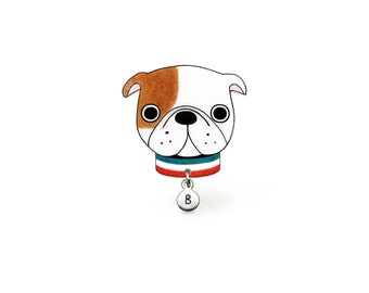 English Bulldog Pin, English Bulldog Brooch, English Bulldog Jewelry, English Bulldog Gifts, Personalized Dog Pin, Shrink Plastic