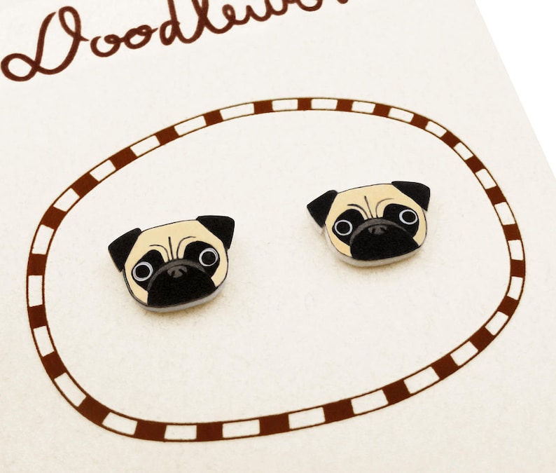Pug Earrings Pug Jewelry Pug Jewellery Pug Gifts Dog Etsy