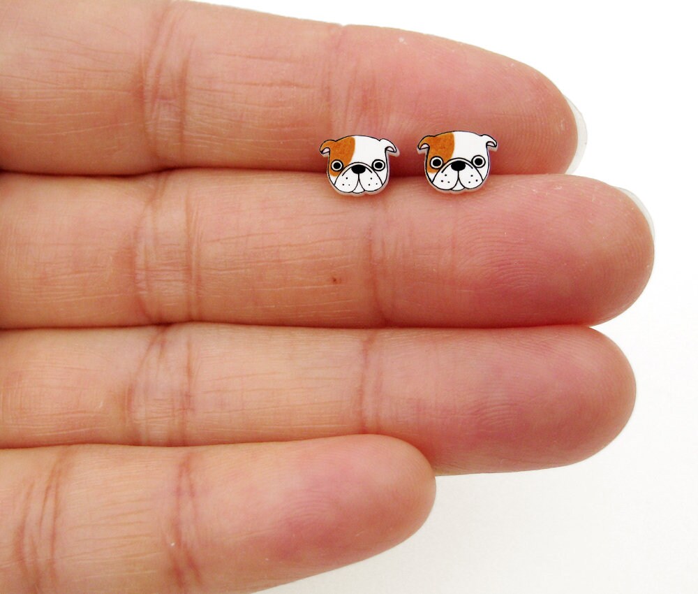 Tiny English Bulldog Earrings English Bulldog Jewelry Etsy