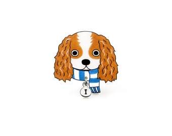 Blenheim Cavalier King Charles Spaniel Pin, Cavalier Brooch, Cavalier Jewelry, Cavalier Gifts, Personalized Dog Pin, Shrink Plastic